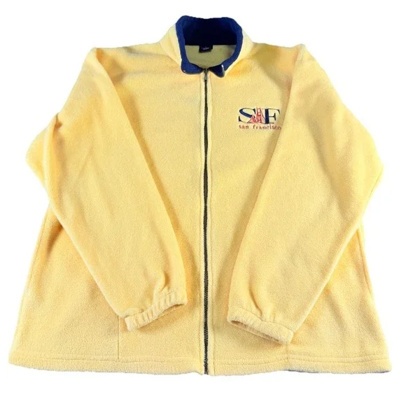 San Francisco Vintage Y2K Fleece Jacket Full Zip Embroidered Jacket Mens Sz L - Picture 1 of 9